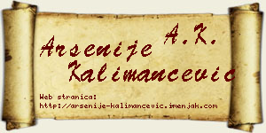 Arsenije Kalimančević vizit kartica